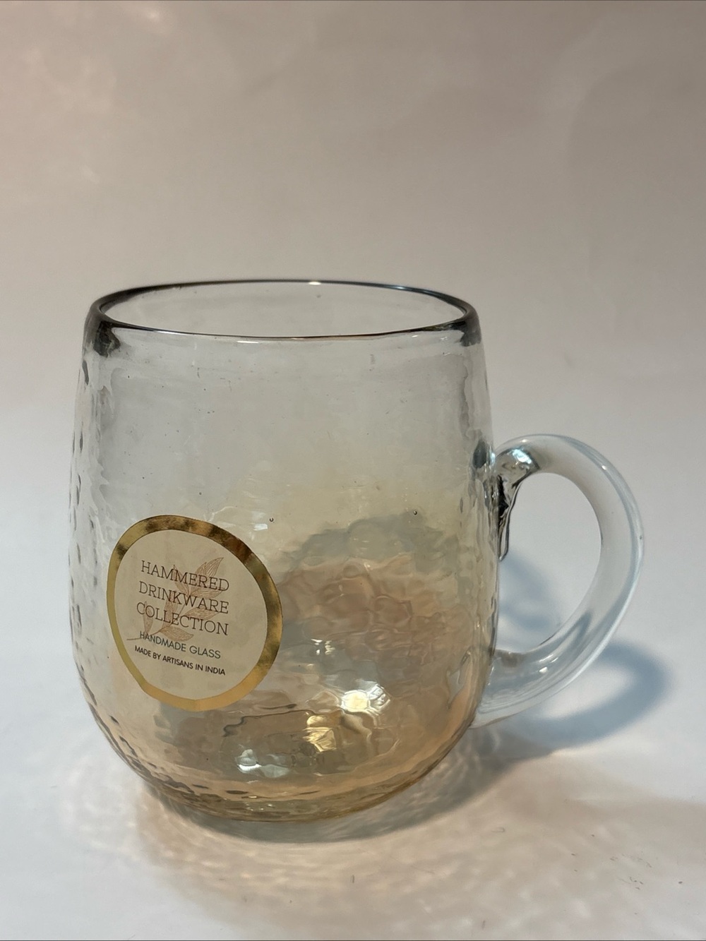 Hammered Drinkware Collection 16oz  Hammered Handcrafted Glass Mug new